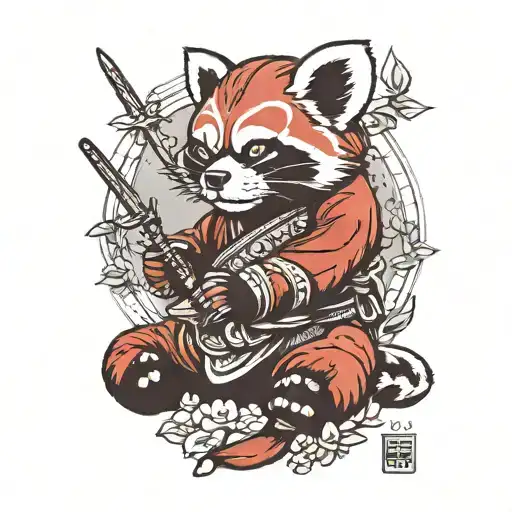 red panda samurai tattoo design idea