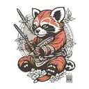 red panda samurai tattoo design idea