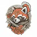 red panda samurai tattoo design idea