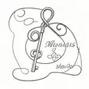 infinity symbol with the phrase "my brothers keeper" and a key hanging from a loop tattoo design idea