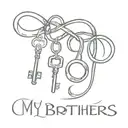 infinity symbol with the phrase "my brothers keeper" and a key hanging from a loop tattoo design idea