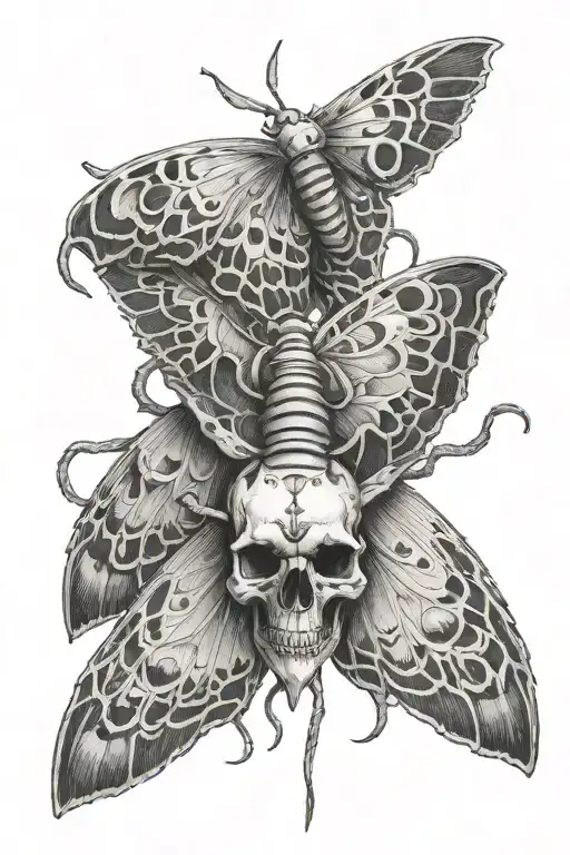 skull death moth tattoo design idea