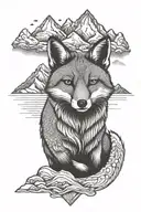 andean fox surrounded by mountains inside tattoo design idea