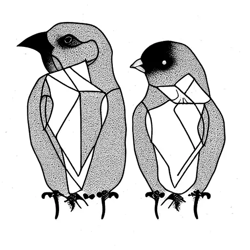  Two canaries with their daughter tattoo design idea