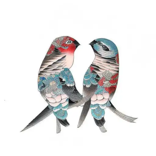 two pathers birds and son tattoo design idea