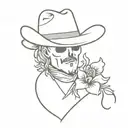 ghost with cowboy hat and flowers tattoo design idea