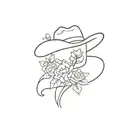 ghost with cowboy hat and flowers tattoo design idea