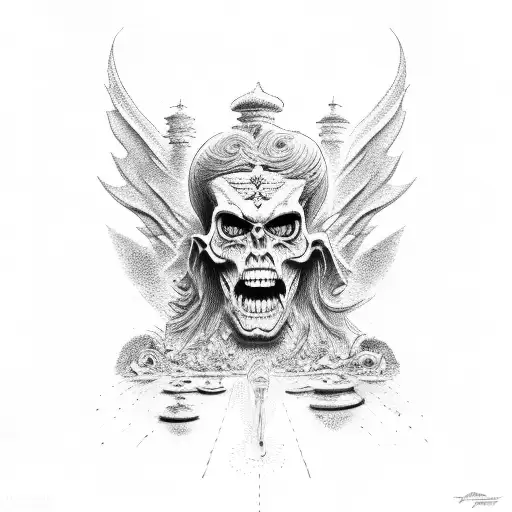 a monument to the fall of Lucifer tattoo design idea