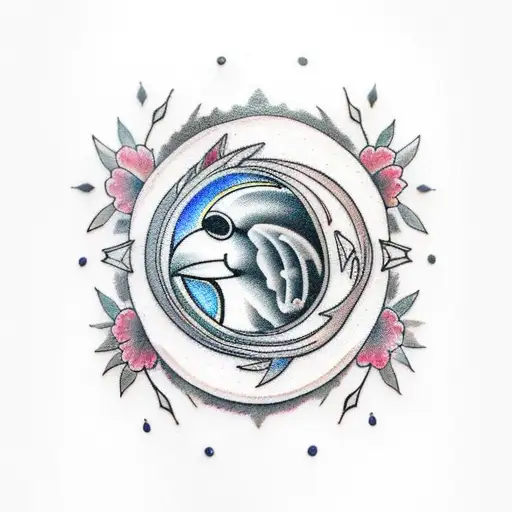 Traditional "Raven, Pocket Watch, Snowdrops,..." Tattoo Idea BlackInk AI