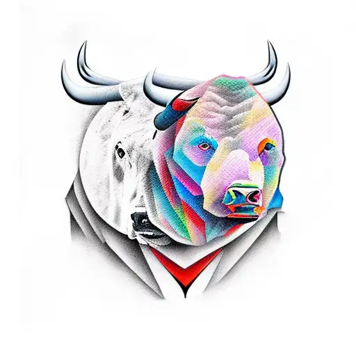 bull vs. bear tattoo design idea