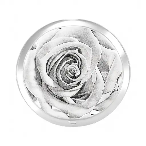 pocket watch surrounded by two roses with clock system tattoo design idea