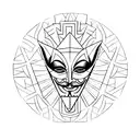 Design a minimalist tattoo showcasing the Guy Fawkes Mask and illuminati pyramid symbol combined in a unique way tattoo design idea