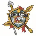 fsu spear going through the words faith family football tattoo design idea