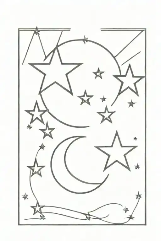 star and moon. matching best friend tattoo design idea
