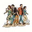 four people walking  tattoo design idea