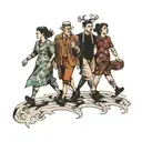 four people walking  tattoo design idea