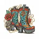 tall platform boots tattoo design idea