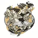 four people running  tattoo design idea