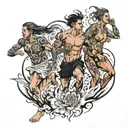 four people running  tattoo design idea