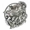 four people running  tattoo design idea