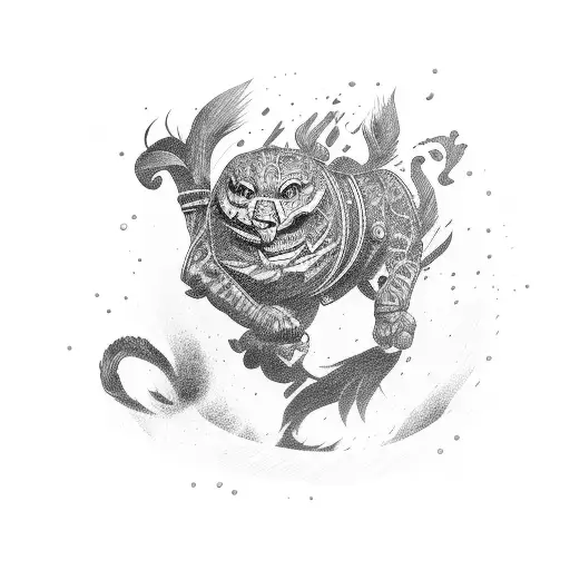 running up stairs chasing money tattoo design idea