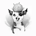 A tattoo of a Jack Russell dog frolicking with a coconut water in hand tattoo design idea