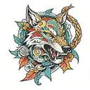 sword snake wolf tattoo design idea