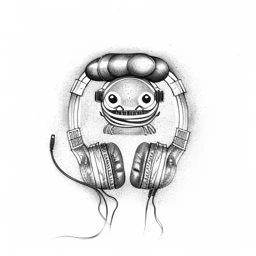 eel wearing headphones tattoo design idea