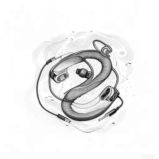 eel with headphones tattoo design idea