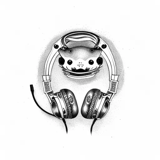 eel wearing headphones tattoo design idea