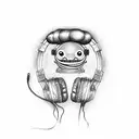 eel wearing headphones tattoo design idea