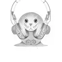 eel wearing headphones tattoo design idea