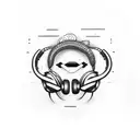 eel wearing headphones tattoo design idea