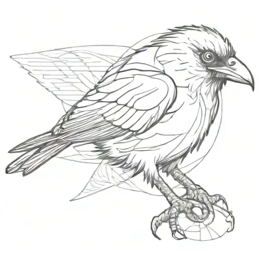 crow looking sideways with a sharingan eye  tattoo design idea