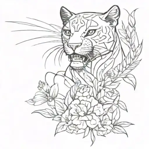 black panther and hummingbird tattoo design idea