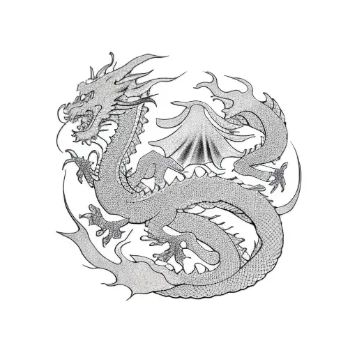 Dragon on clouds tattoo design idea