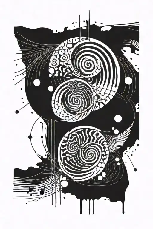 abstract black ink brush stroke fibonacci spiral tattoo design idea