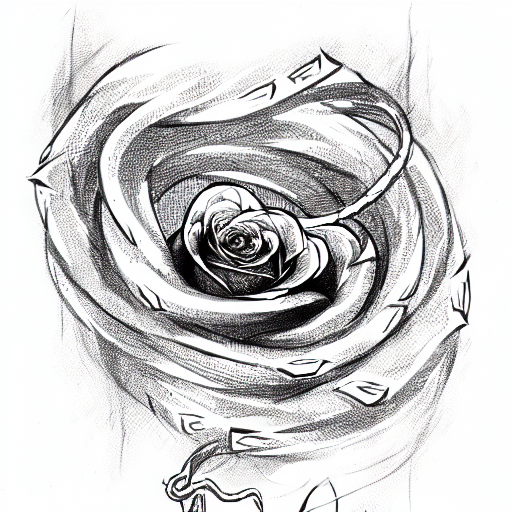 snake wrapped around rose  tattoo design idea