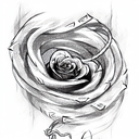 snake wrapped around rose  tattoo design idea