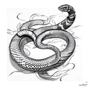 snake wrapped around rose  tattoo design idea