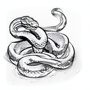 snake wrapped around rose  tattoo design idea