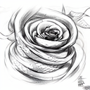 snake wrapped around rose  tattoo design idea