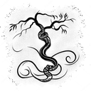 snake wrapped around tree tattoo design idea