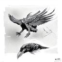snake fighting raven tattoo design idea