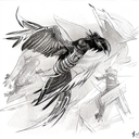 snake fighting raven tattoo design idea