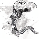 snake fighting raven tattoo design idea
