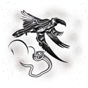 snake fighting raven tattoo design idea