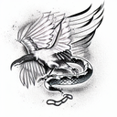 snake fighting raven tattoo design idea