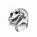 Dinosaurs skull and prehastoric flora tattoo design idea