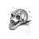 Dinosaurs skull and prehastoric flora tattoo design idea